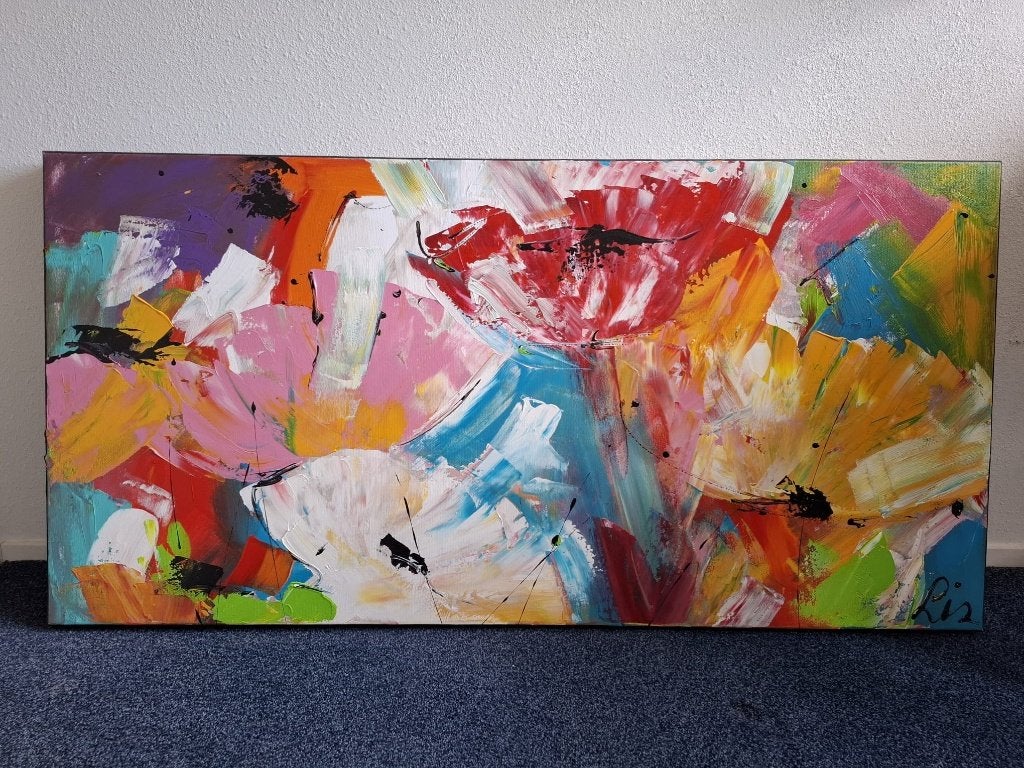 Schilderij, Ophalen of Verzenden, Ophangklaar, Bloemen