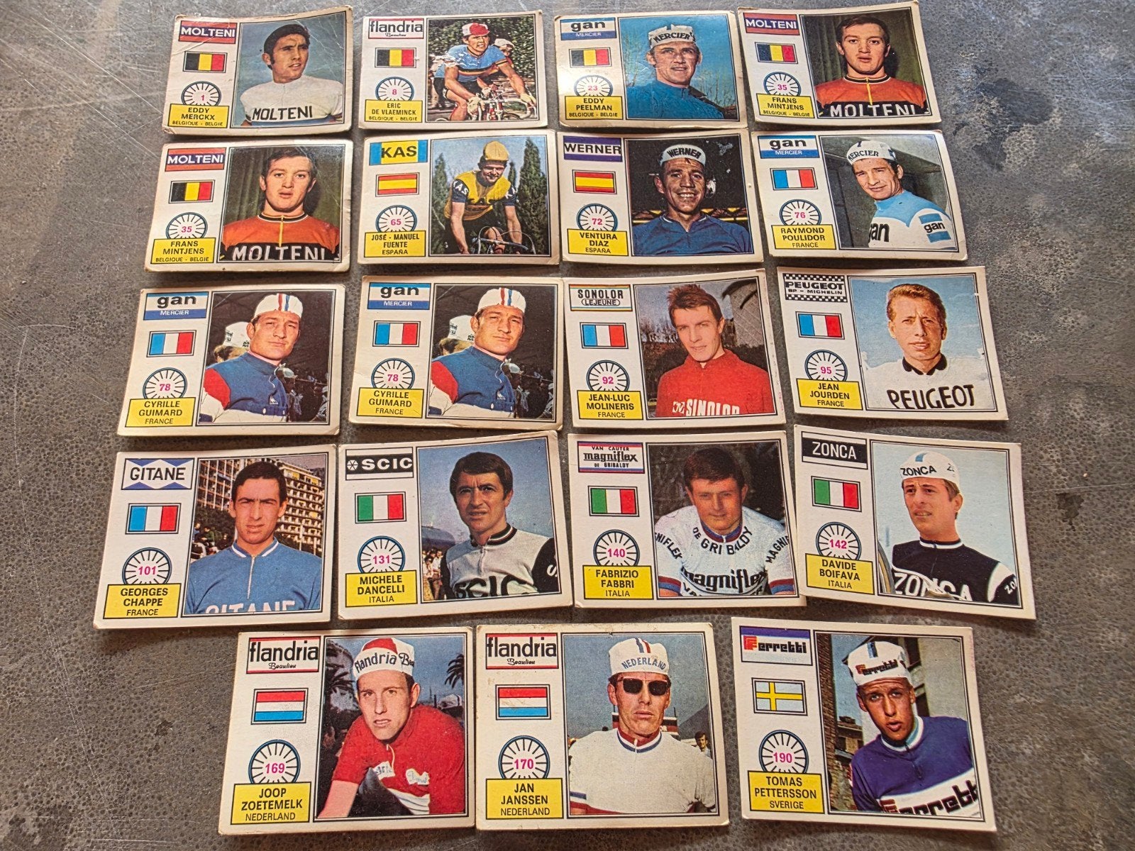 Panini Wielerstickers 1971/1972 – Eddy Merckx, Zoetemelk, Ophalen of Verzenden, Nieuw, Overige sporten, Poster, Plaatje of Sticker