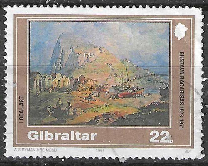 Gibraltar 1991 - Yvert 633 - Schilderijen - 22 p. (ST), Verzenden, Overige landen, Gestempeld