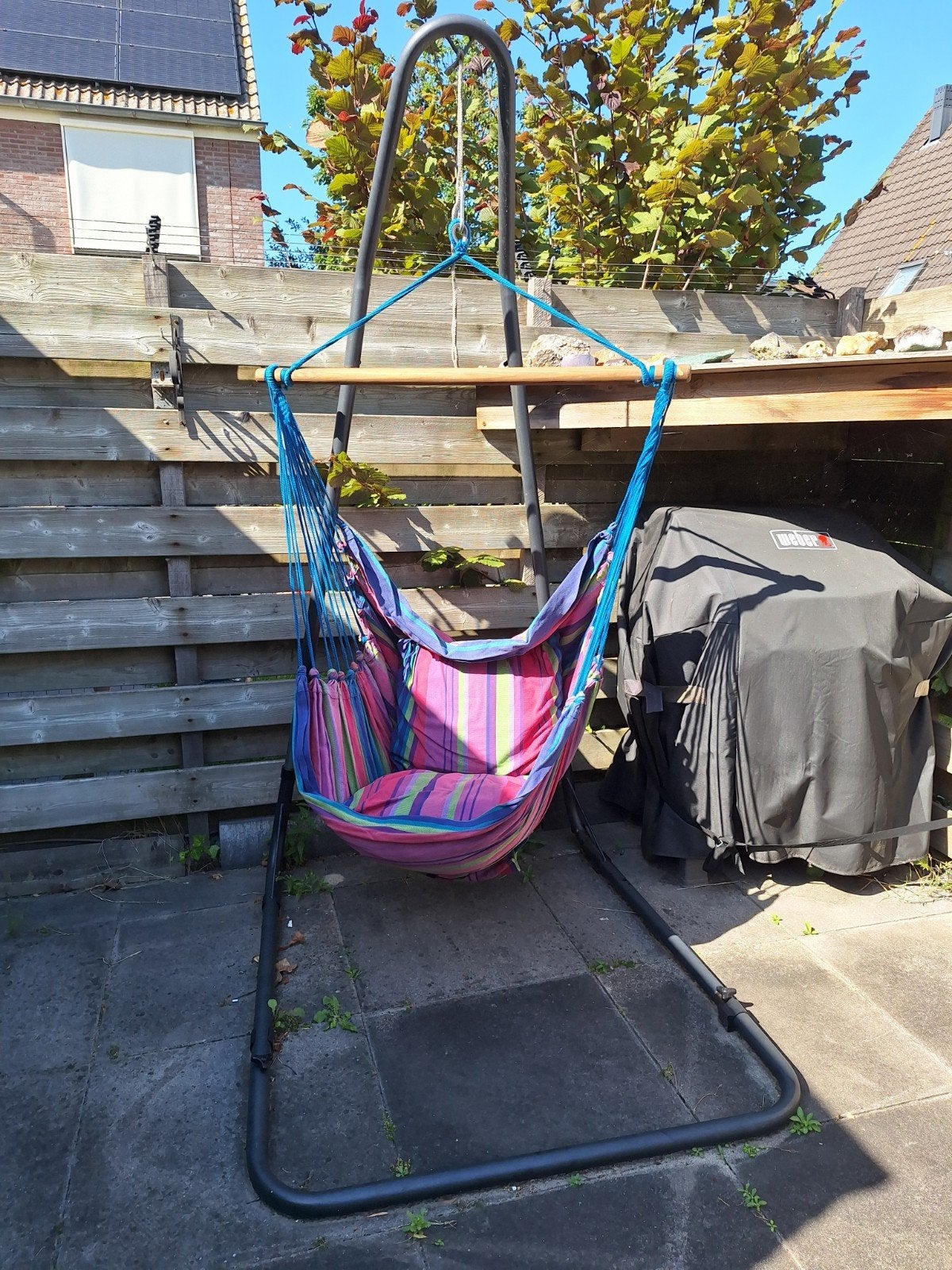 Heerlijke XL Hangstoel /Hangmatstoel inclusief stevige stang, Tuin en Terras, Hangmatten, Gebruikt, Eenpersoons, Met standaard
