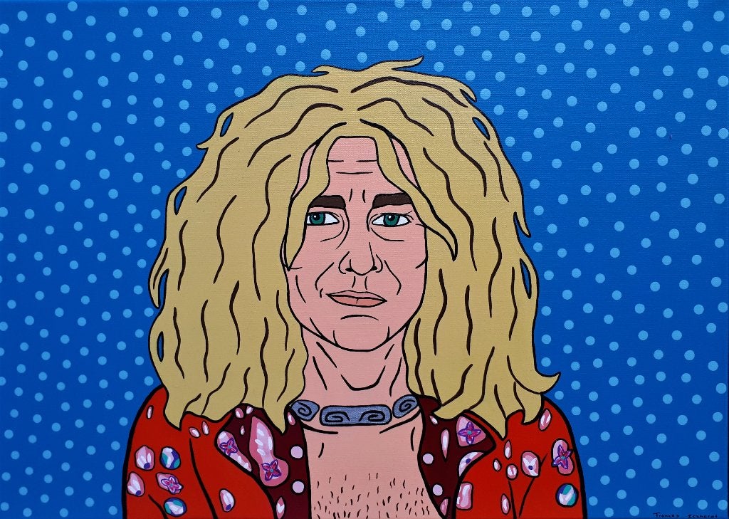 Led Zeppelin Robert Plant canvas -geschilderd cartoon popart, Verzenden, Handgeschilderd, Acrylverf, Muziek