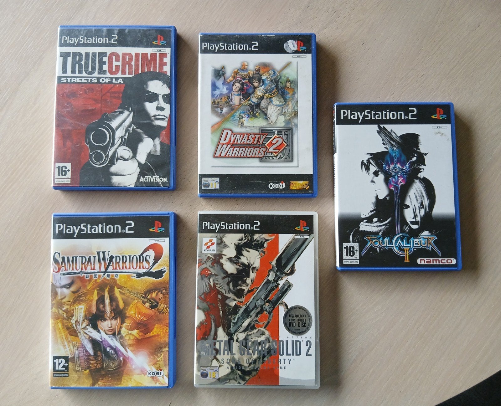 5 PS2 games: True Crime, Dynasty Warriors, Metal Gear Solid, Avontuur en Actie, Gebruikt, 1 speler, Ophalen of Verzenden