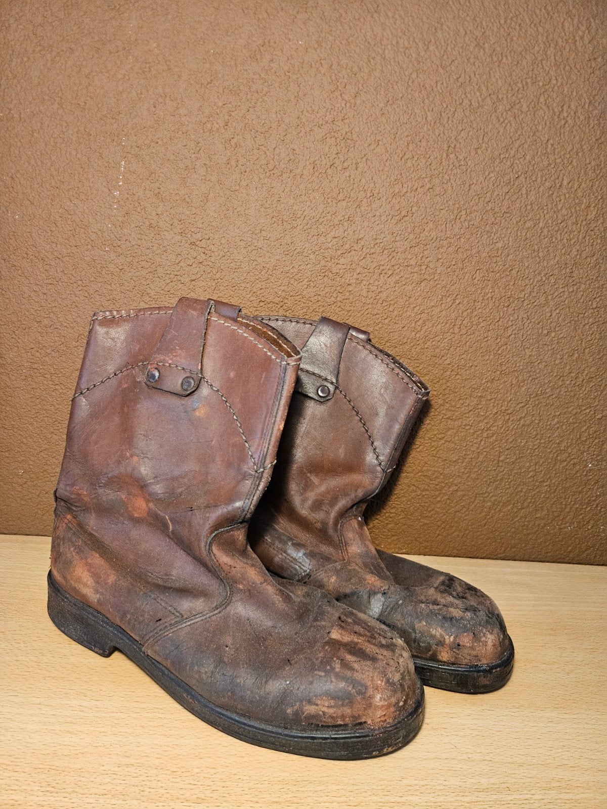 Vintage Gerba bruine leren boots met stalen neuzen, maat 43, Ophalen of Verzenden, Gebruikt, Heren, Laarzen