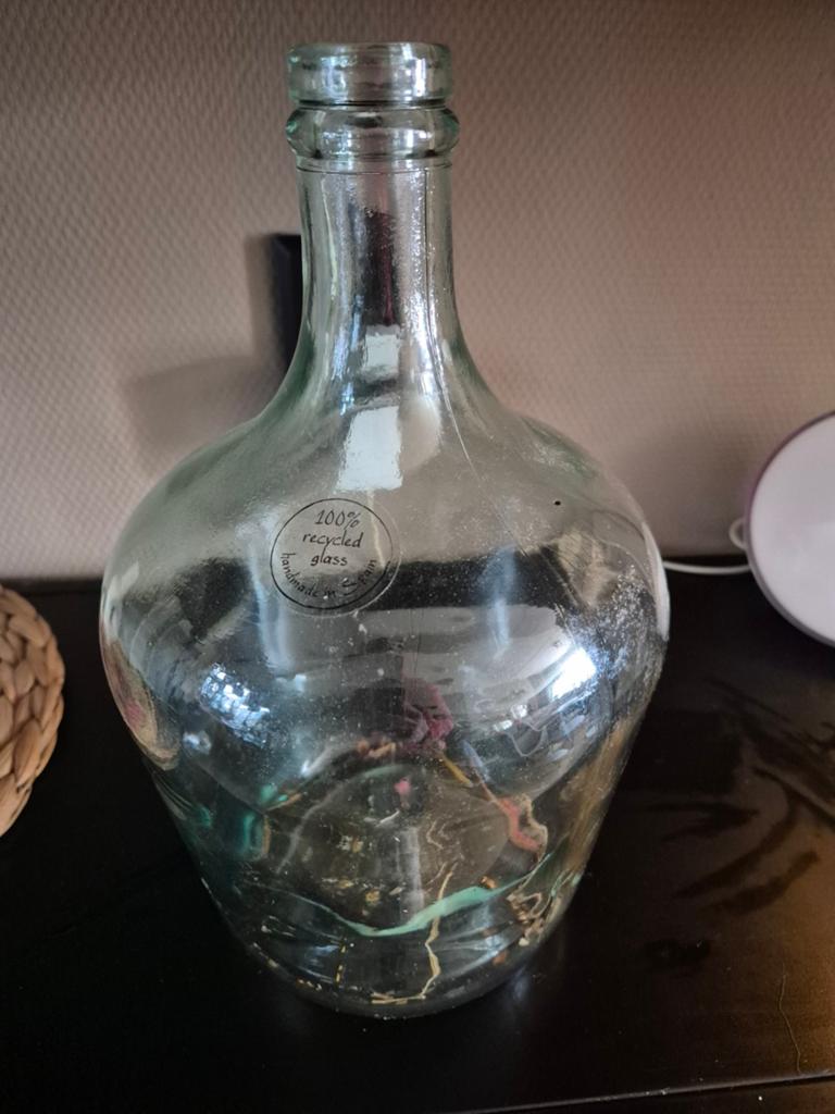 Grote blauwe vaas van 100% gerecycled glas, Ophalen, Zo goed als nieuw, Blauw, Glas