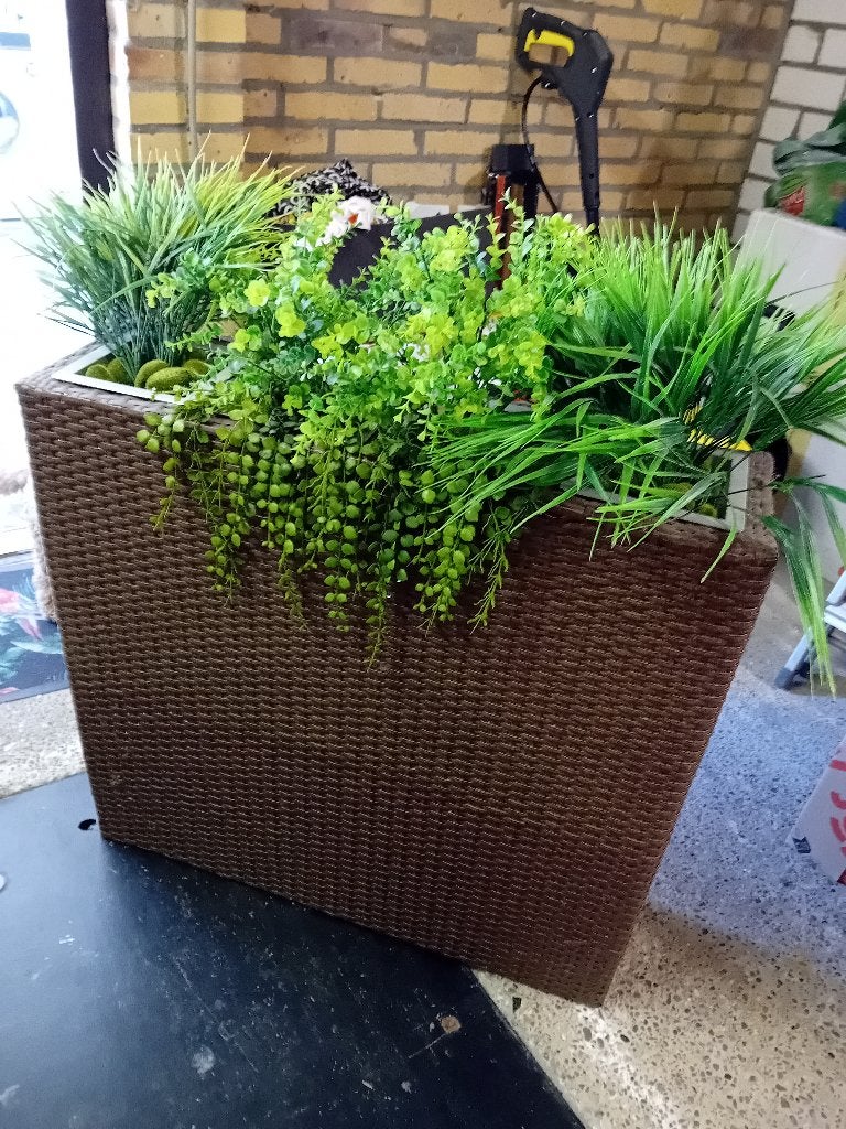 Te koop mooie rieten planten bak, Ophalen, Overige materialen, Rond, Zo goed als nieuw