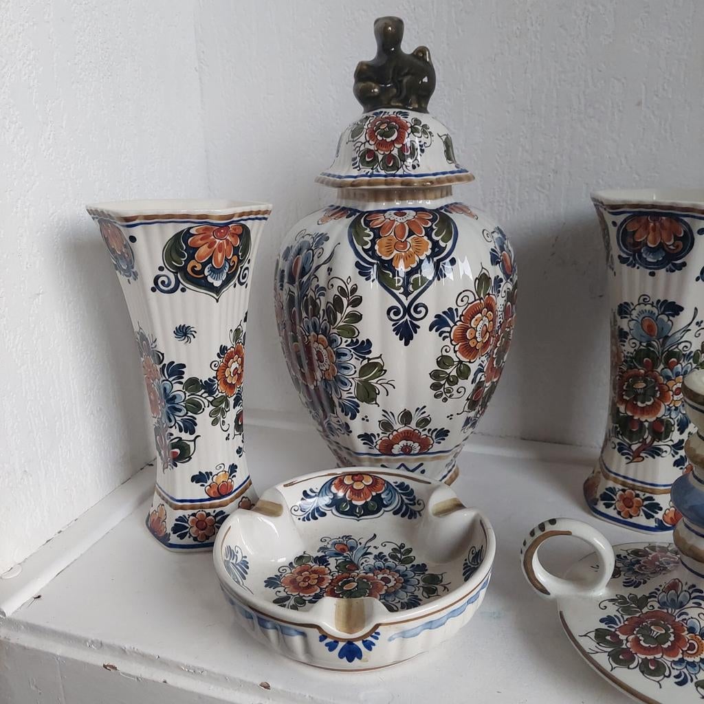 Lucky Vintage  set Flora Keramiek Delfts handbeschilderd, Ophalen