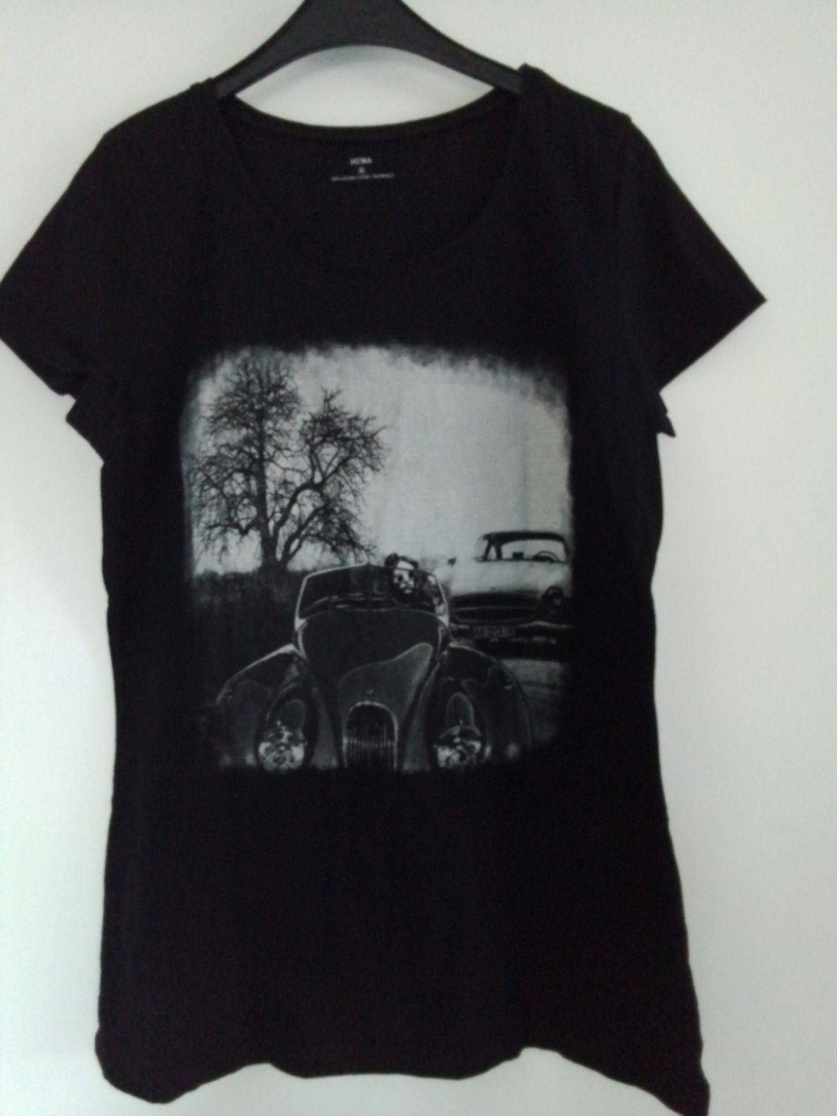 zwart shirt met print draagmaat 40, Maat 38/40 (M), Zwart, Ophalen of Verzenden, Zo goed als nieuw