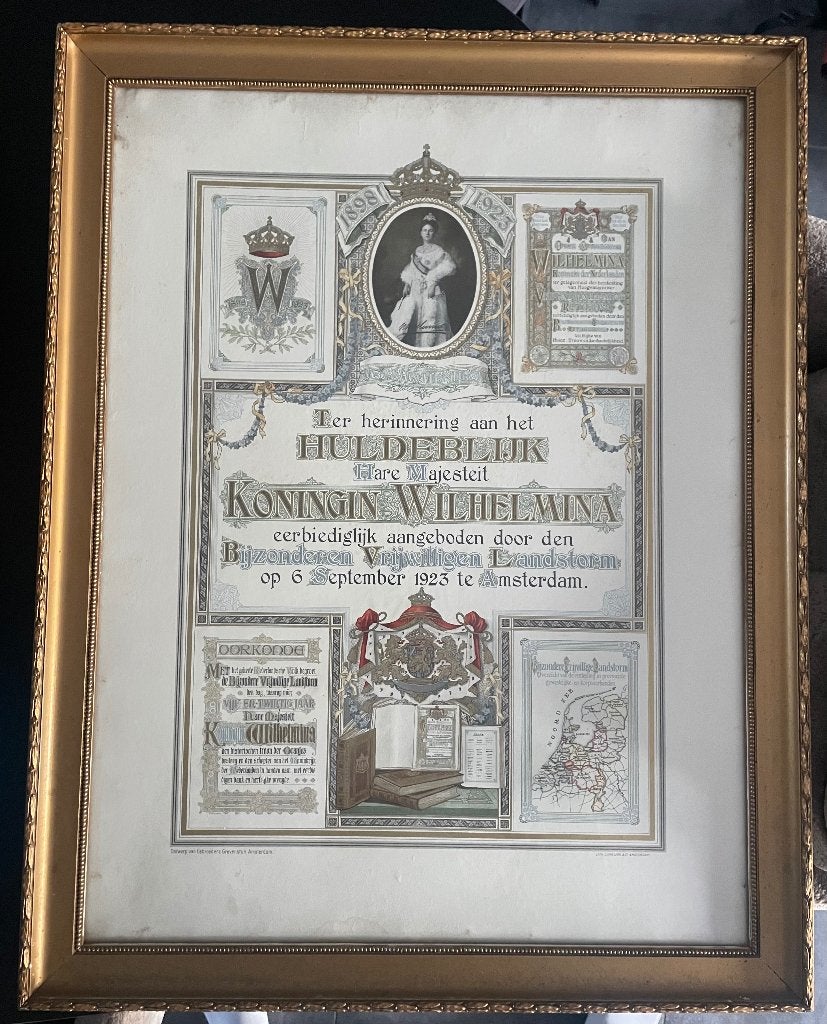 koninklijke herdenkingsprent Wilhelmina – Jubileum 1923, Antiek en Kunst, Ophalen