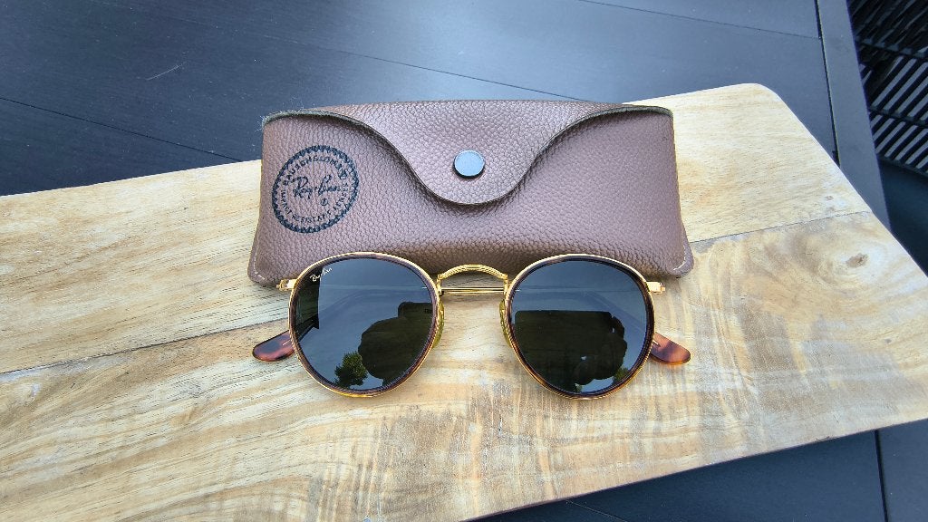 Vintage Ray-Ban Bausch & Lomb USA Round metal W1675 YOAW, Ophalen of Verzenden, Zo goed als nieuw, Overige kleuren, Ray-Ban