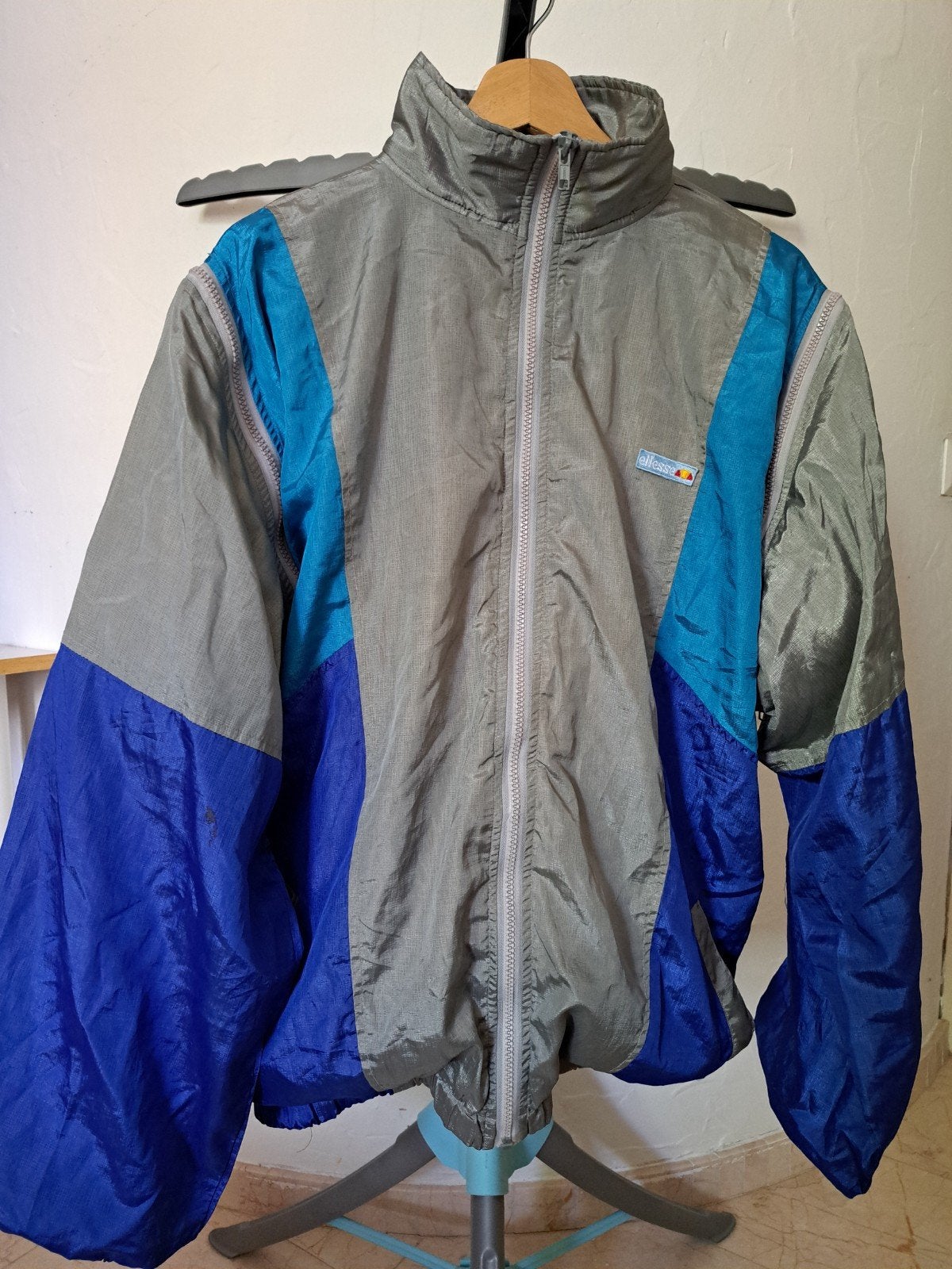 Ellesse Vintage Windjack - Maat L, Maat 52/54 (L), Blauw, Gedragen, Ellesse