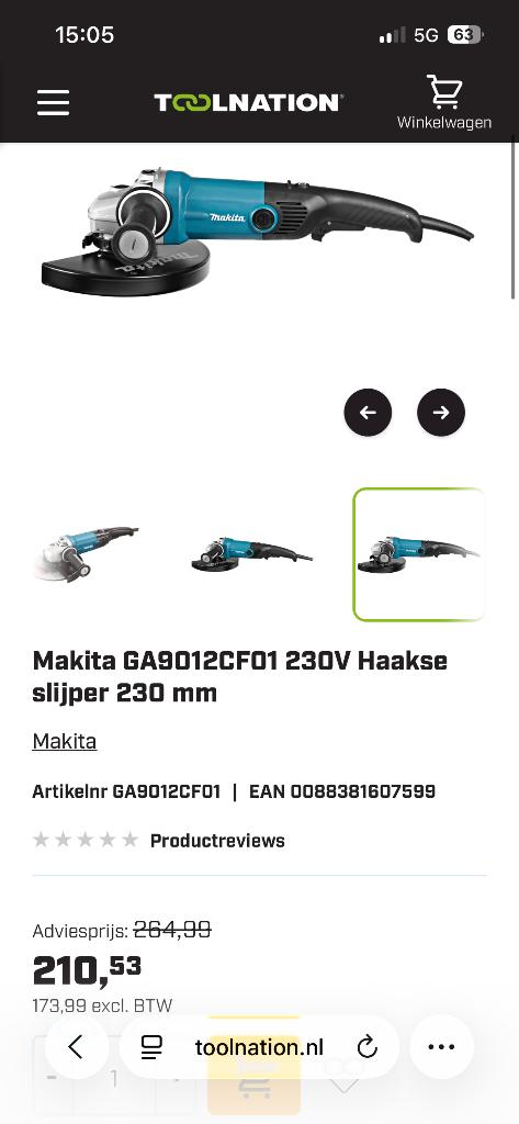 grote slijptol, Ophalen, Gebruikt, 1000 watt of meer, Haakse handslijpmachine