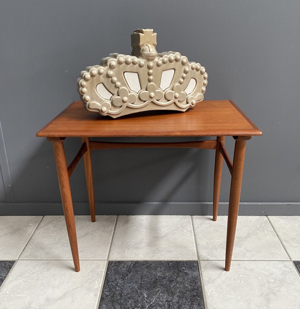 60 Jaren Deens teak rechthoek bijzet tafel Kai Kristiansen, 55 tot 75 cm, Rechthoekig, Hout, Ophalen