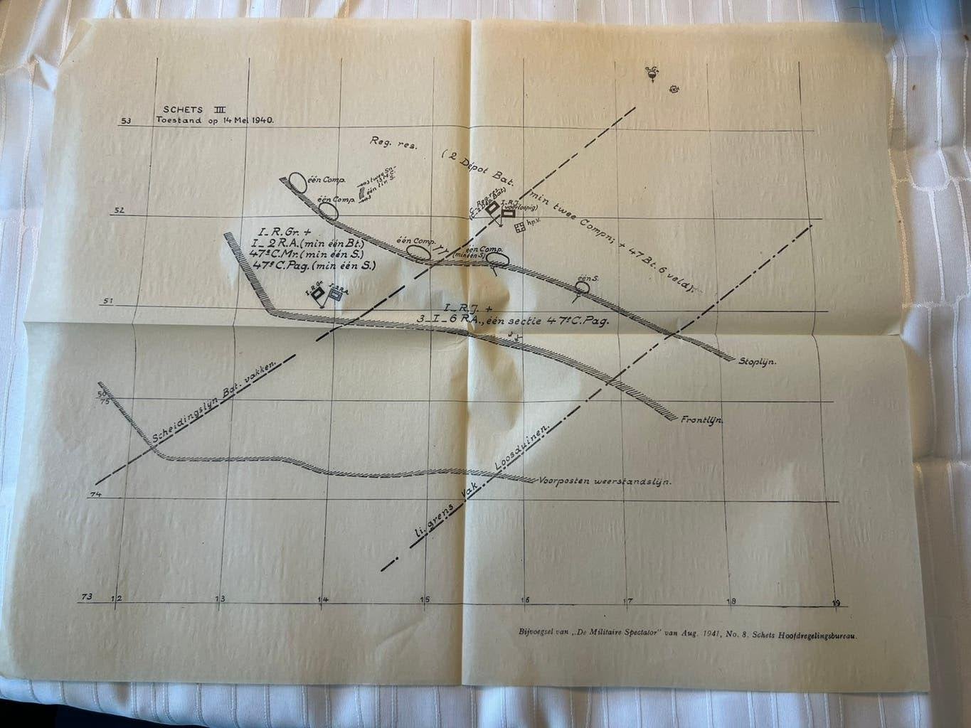 Nederlandse kaart toestand mei 1940 Loosuinen etc uit 1941, Ophalen of Verzenden, Foto of Poster, Nederland