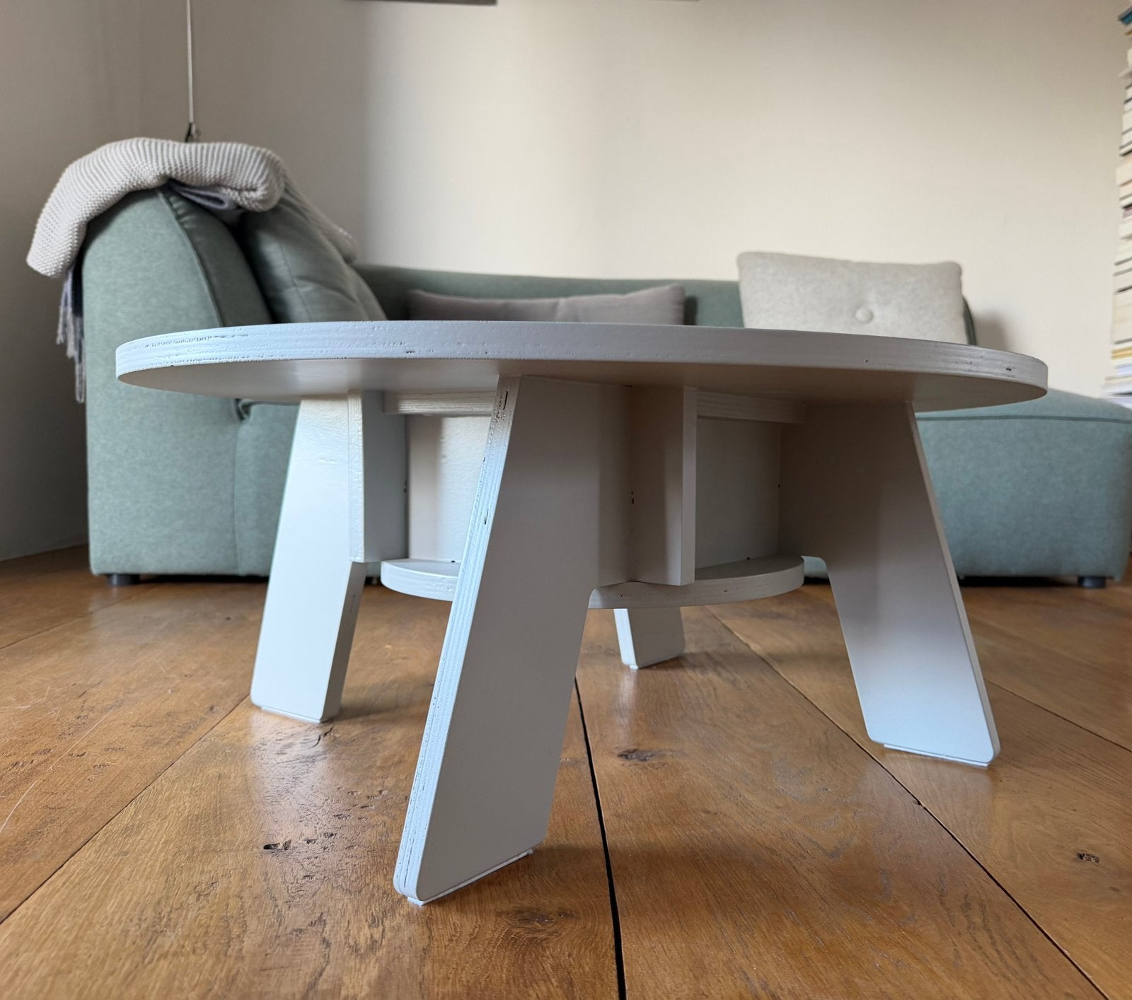 Piet Hein Eek crisis coffee table/salontafel. In nieuwstaat!, Ophalen, 50 tot 100 cm, Rond, 50 tot 100 cm