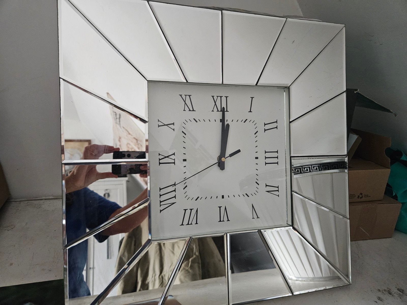 mooien grote klok  spiegel glas, Ophalen, Wandklok