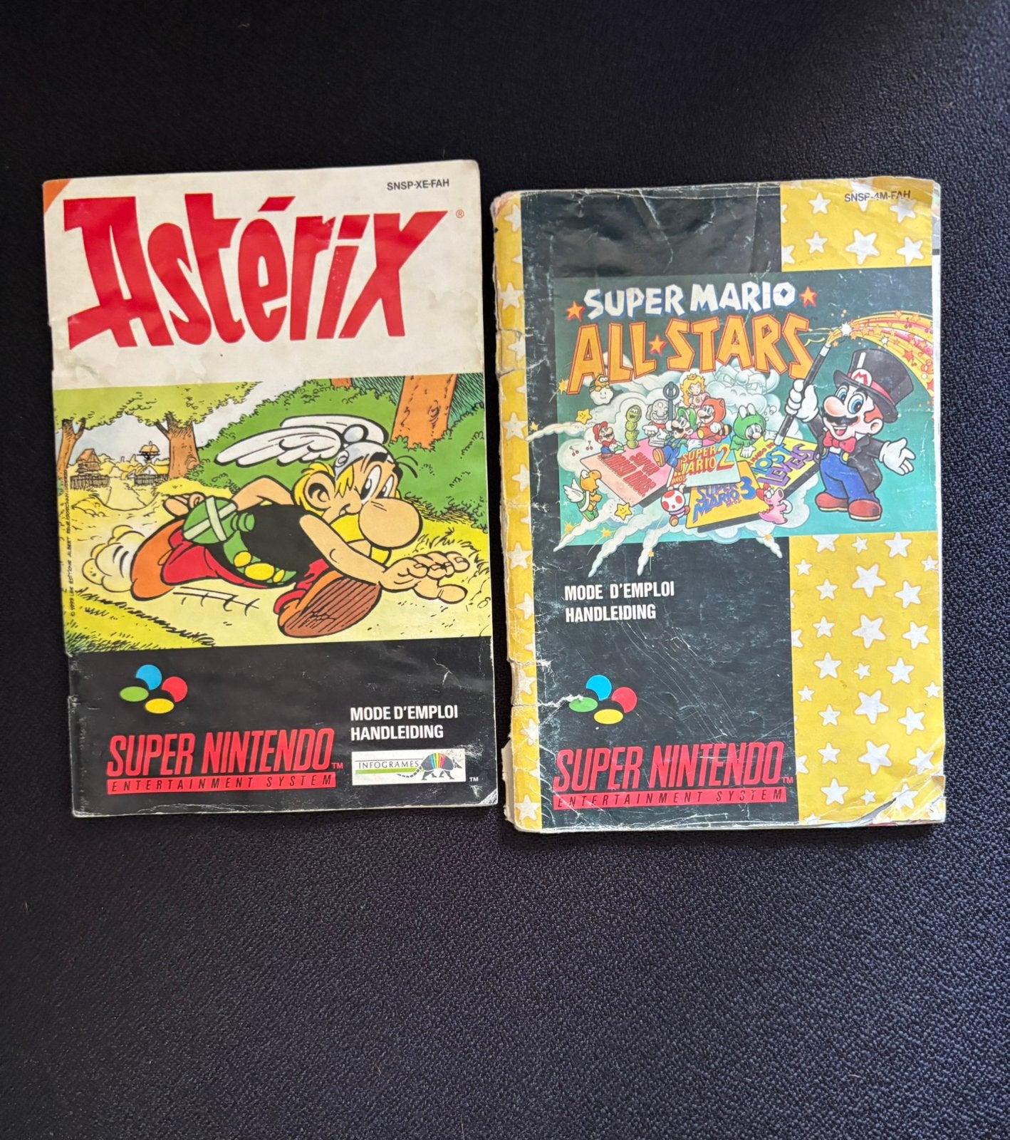 Mario All stars en Asterix handleiding Super Nintendo SNES, Ophalen of Verzenden, Gebruikt, Zonder controller