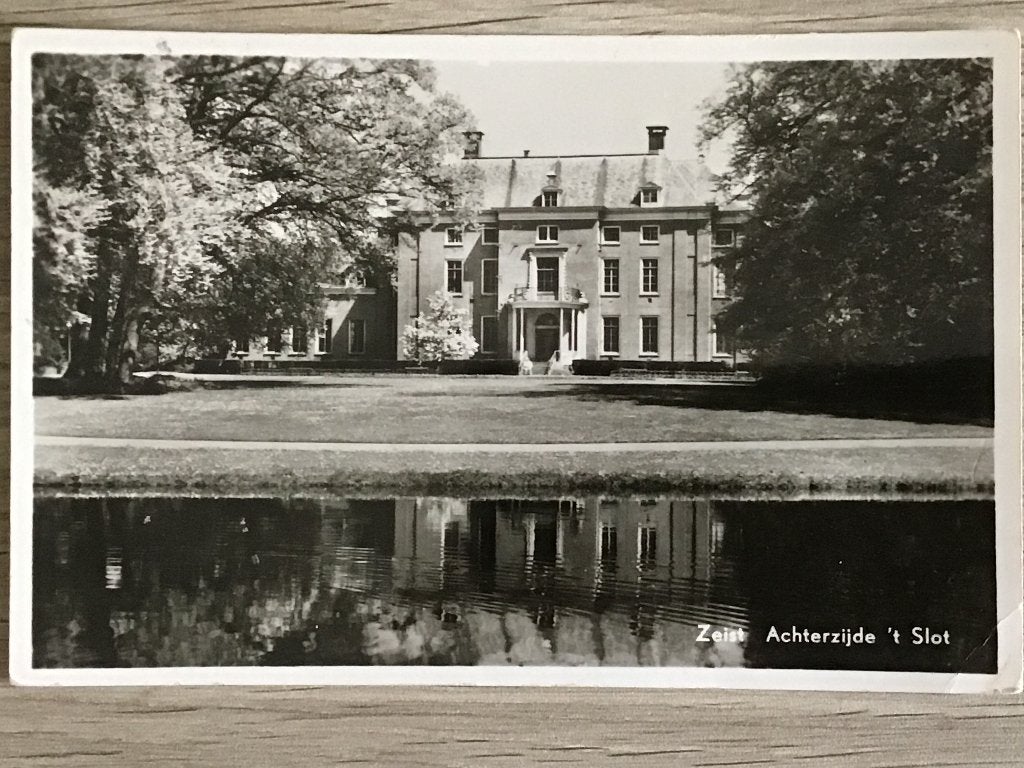 Oude ansichtkaart Zeist Achterzijde 't Slot 1951, Ophalen of Verzenden, 1960 tot 1980, Gelopen, Utrecht