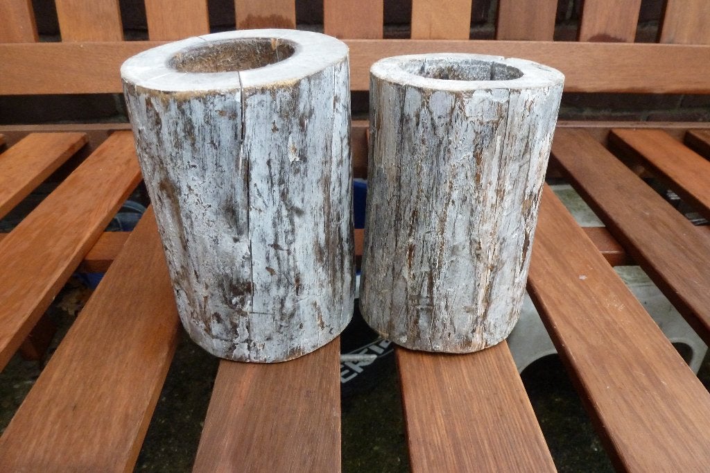 Houten waxine licht 15 cm hoog, Huis en Inrichting, Woonaccessoires | Kandelaars en Kaarsen, Gebruikt, Waxinelichthouder, Ophalen of Verzenden