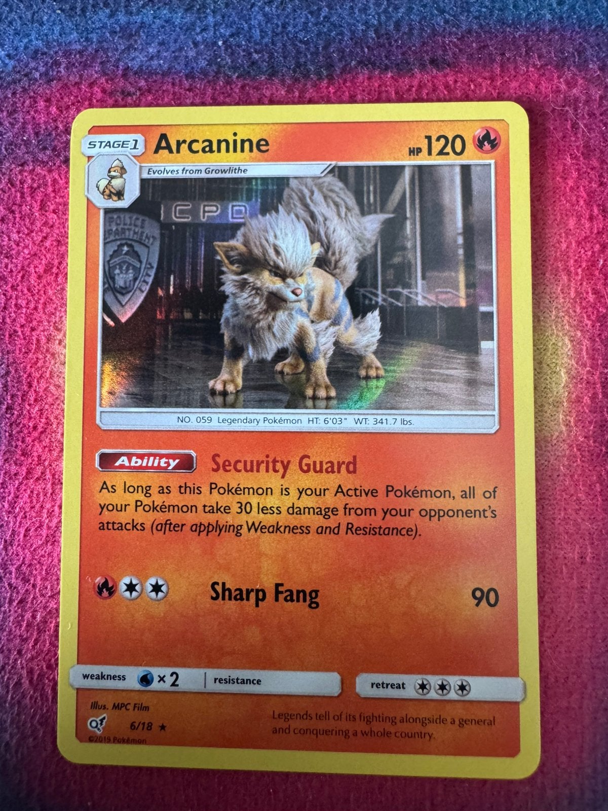 Arcanine 6/18 Detective Pikachu Holo, Hobby en Vrije tijd, Verzamelkaartspellen | Pokémon, Ophalen of Verzenden, Zo goed als nieuw