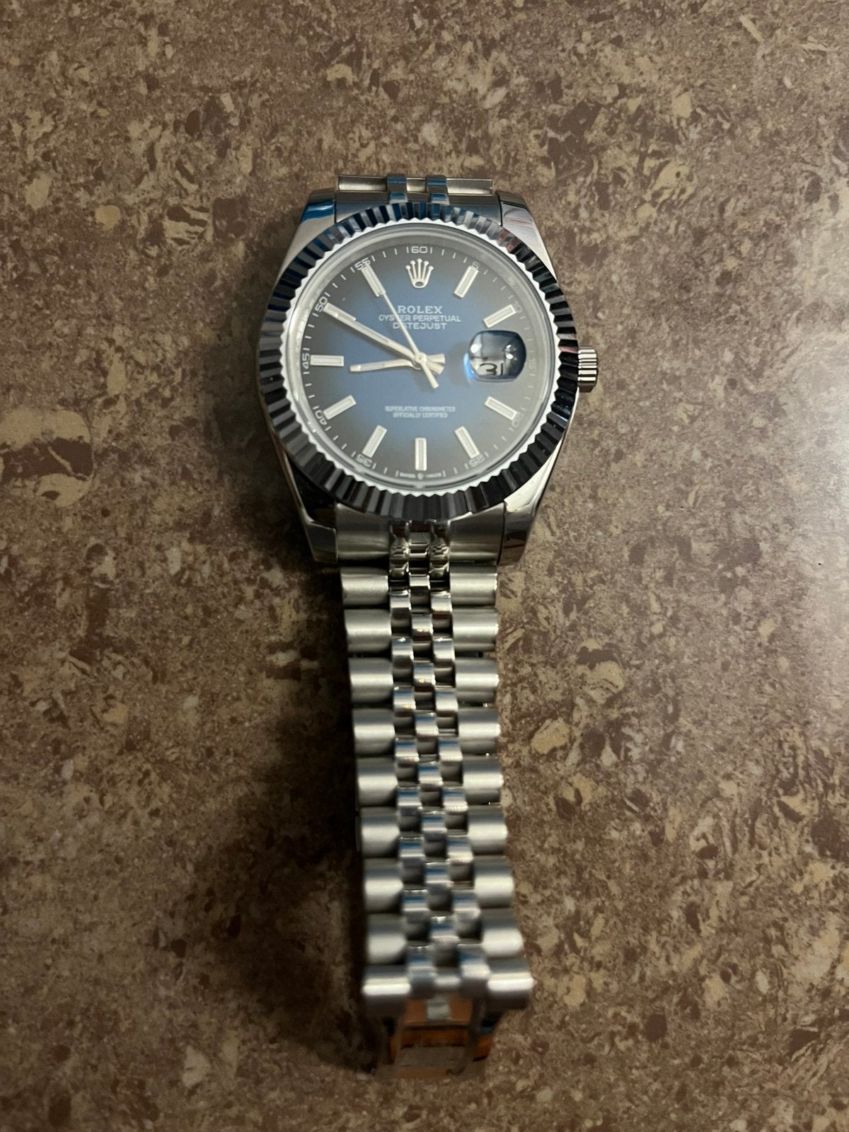 Rolex Datejust 2026 met blauwe wijzerplaat, Polshorloge, Ophalen of Verzenden, Zo goed als nieuw, Rolex