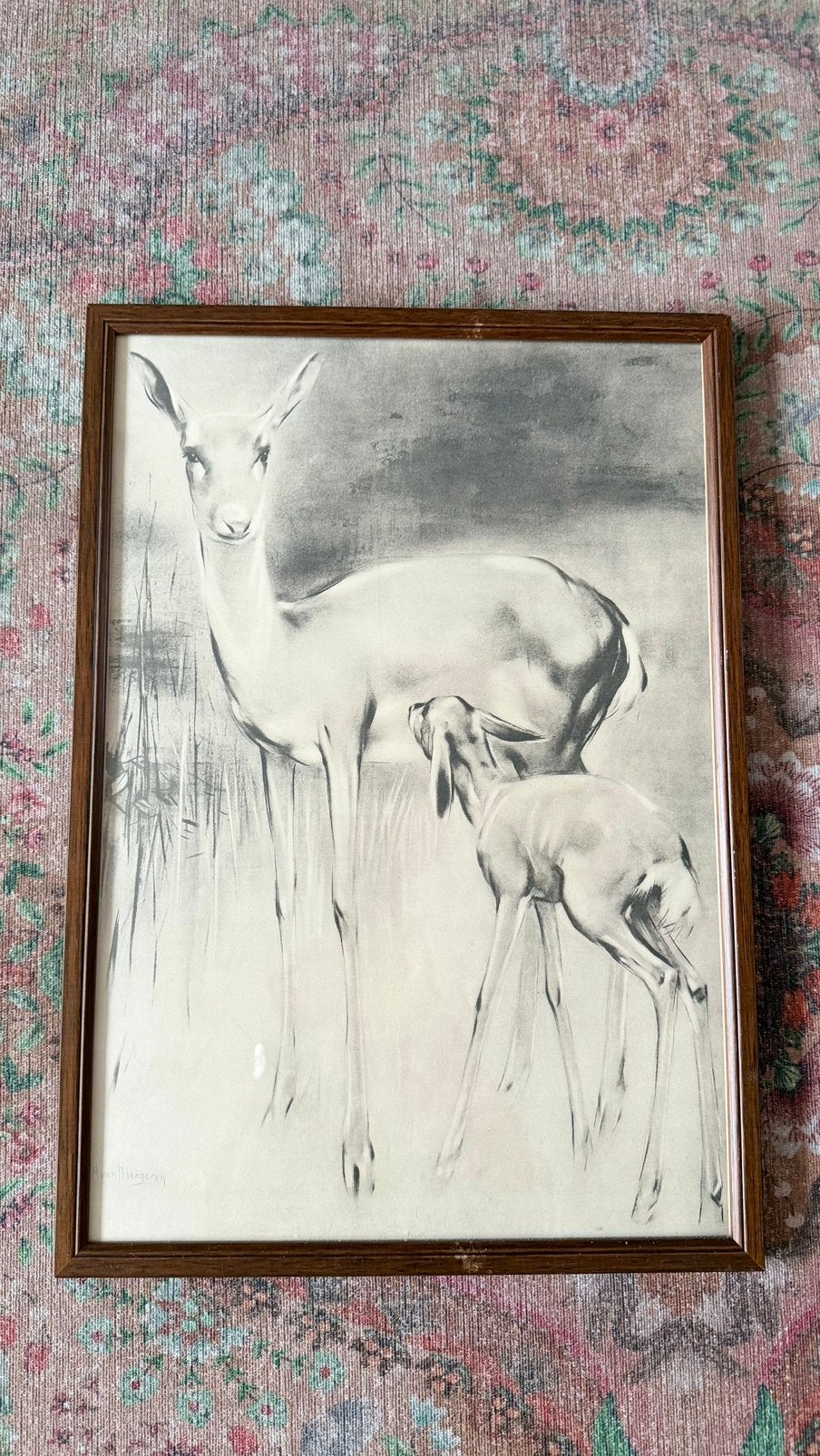 Hert met Jong kunstenaar Han van Meegeren 34 x 49, Antiek en Kunst, Ophalen of Verzenden