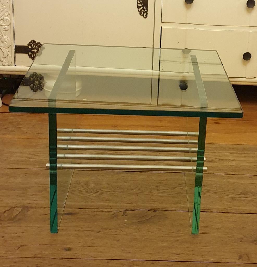 Glazen salontafel, Ophalen, 100 tot 150 cm, Glas, 25 tot 50 cm