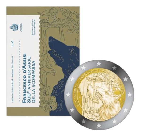 2 euro san marino 2026 Francesco D'assisi, Ophalen of Verzenden, San Marino, 2 euro, Losse munt