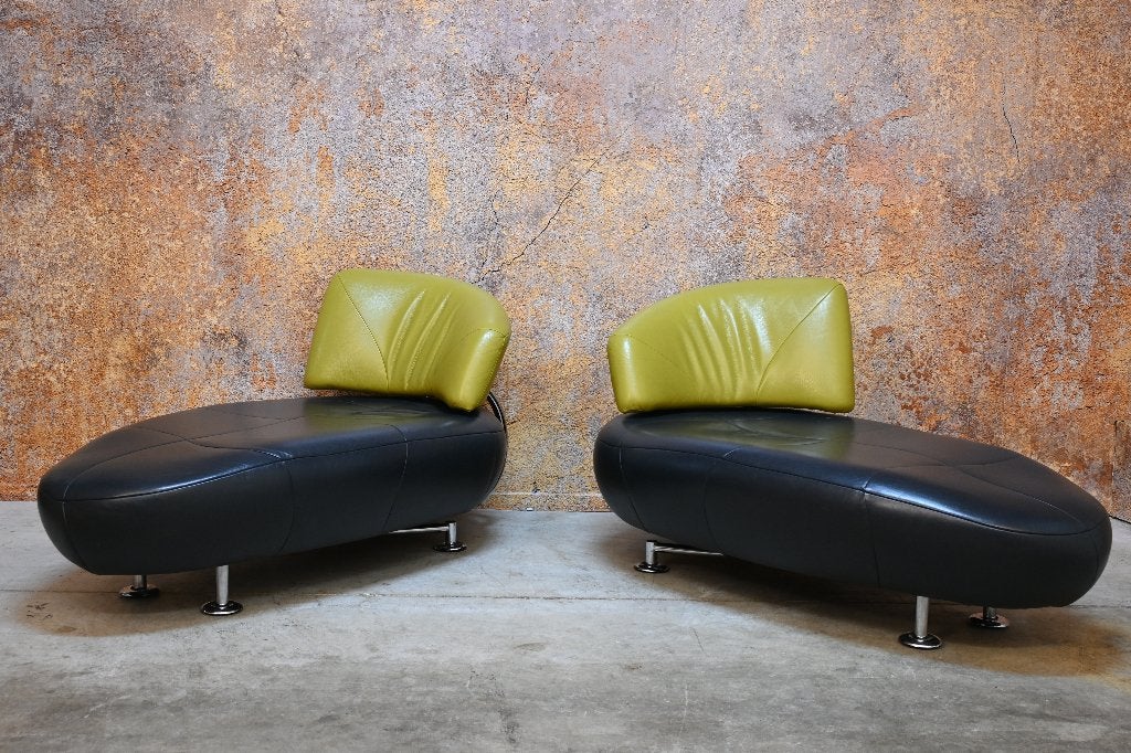 IZGS 2 leren Leolux Kikko design fauteuils / chaises longues, Leolux gelderland harvink rolf benz jori design on stock montis