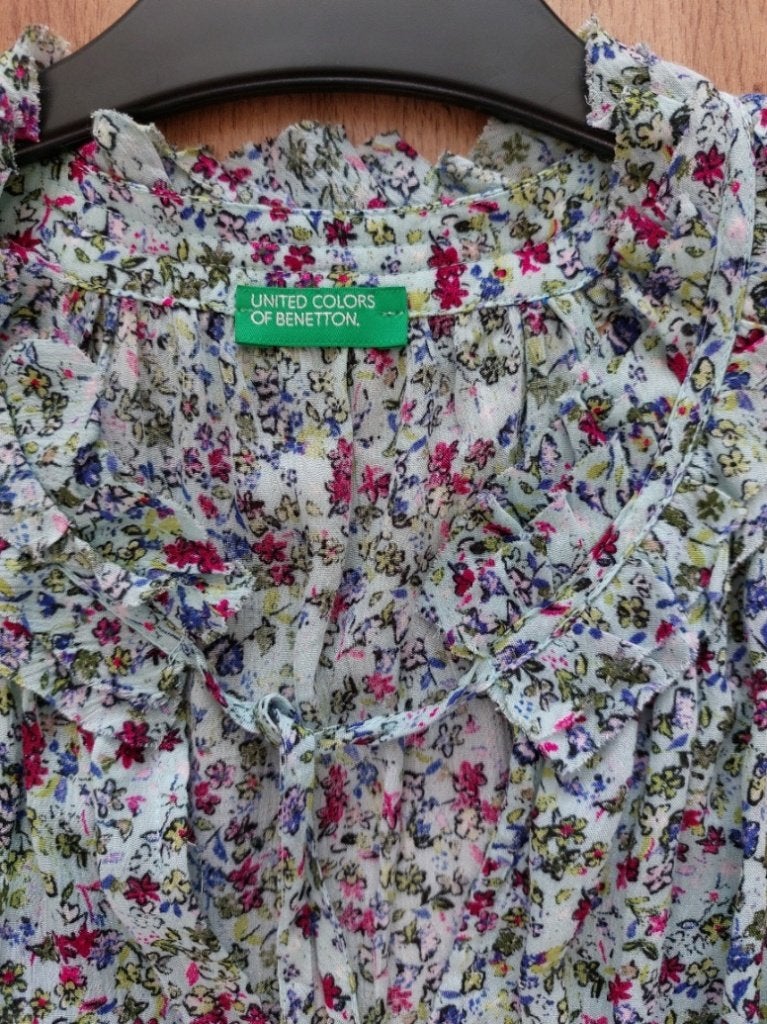 Mouwloze blouse United colors of Benetton mt M, Maat 38/40 (M), Blauw, Ophalen of Verzenden, Zo goed als nieuw