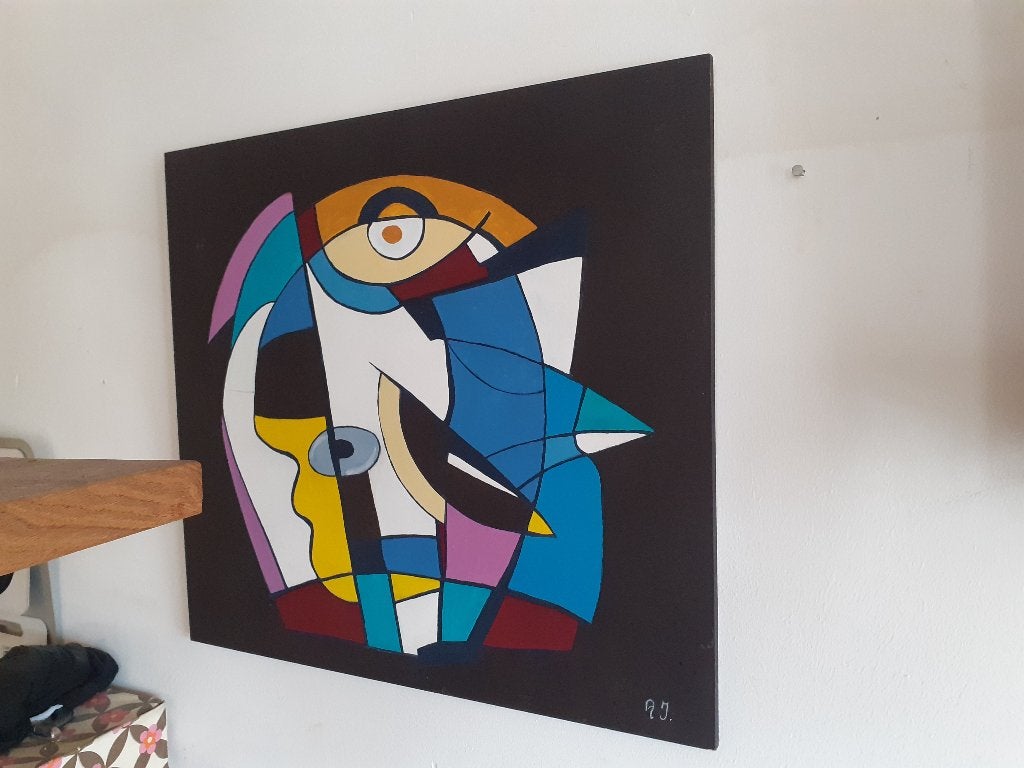 wand decoratie schilderij abstract design jaren 70 retro, Minder dan 50 cm, Gebruikt, ?, Schilderij