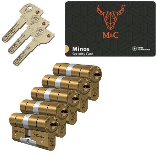 M&C Minos messing cilinder 5x gelijksluitend SKG***, Niet ingevuld, Niet ingevuld, Niet ingevuld