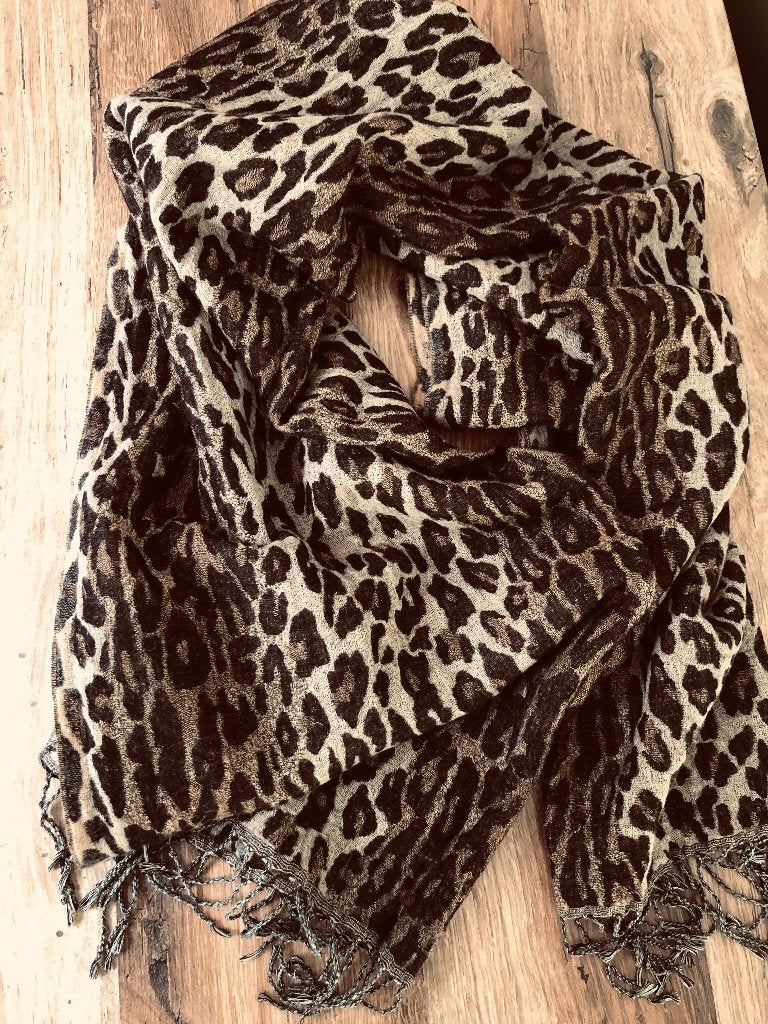 Luxe sjaal van Passigatti, panter, wol/viscose als nw., Passigatti, Maat 46/48 (XL) of groter, Ophalen of Verzenden, Zo goed als nieuw