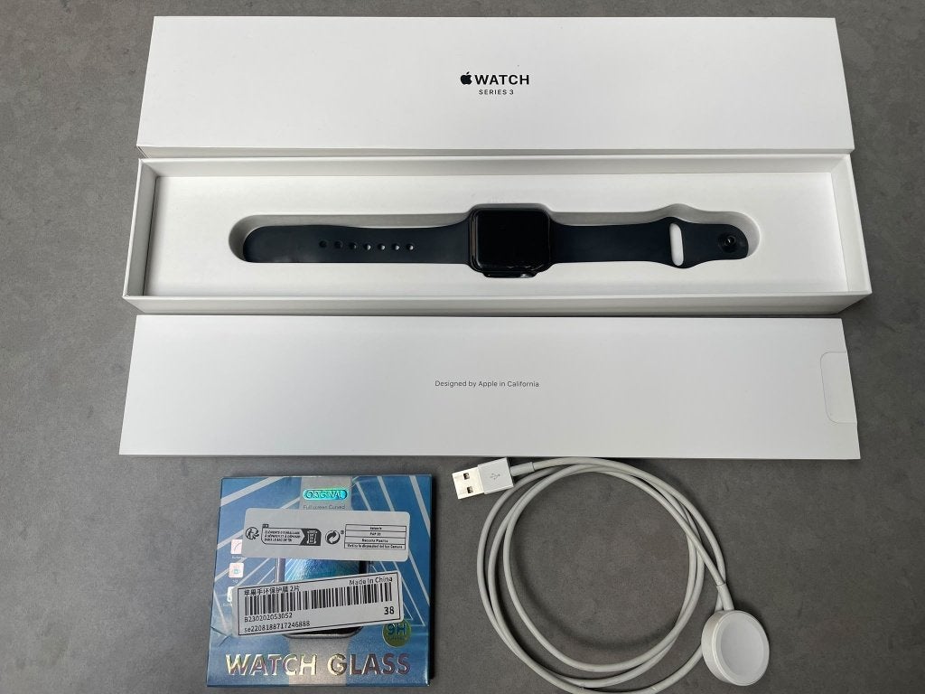 Apple Watch Series 3, 38mm, Space Grey Alumimium Black Sport, Gebruikt, Hoogte, Apple Watch ⌚️, Zwart