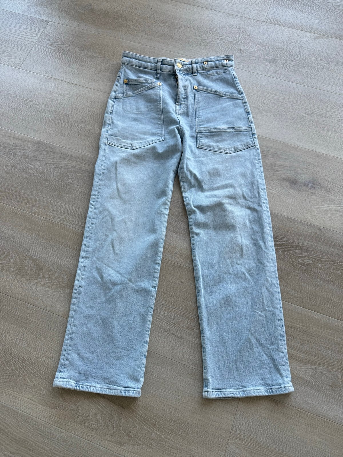 MAC Baggy Straight Jeans - Lichtblauw - Maat 34/32, Kleding | Dames, Ophalen of Verzenden, Zo goed als nieuw, Blauw
