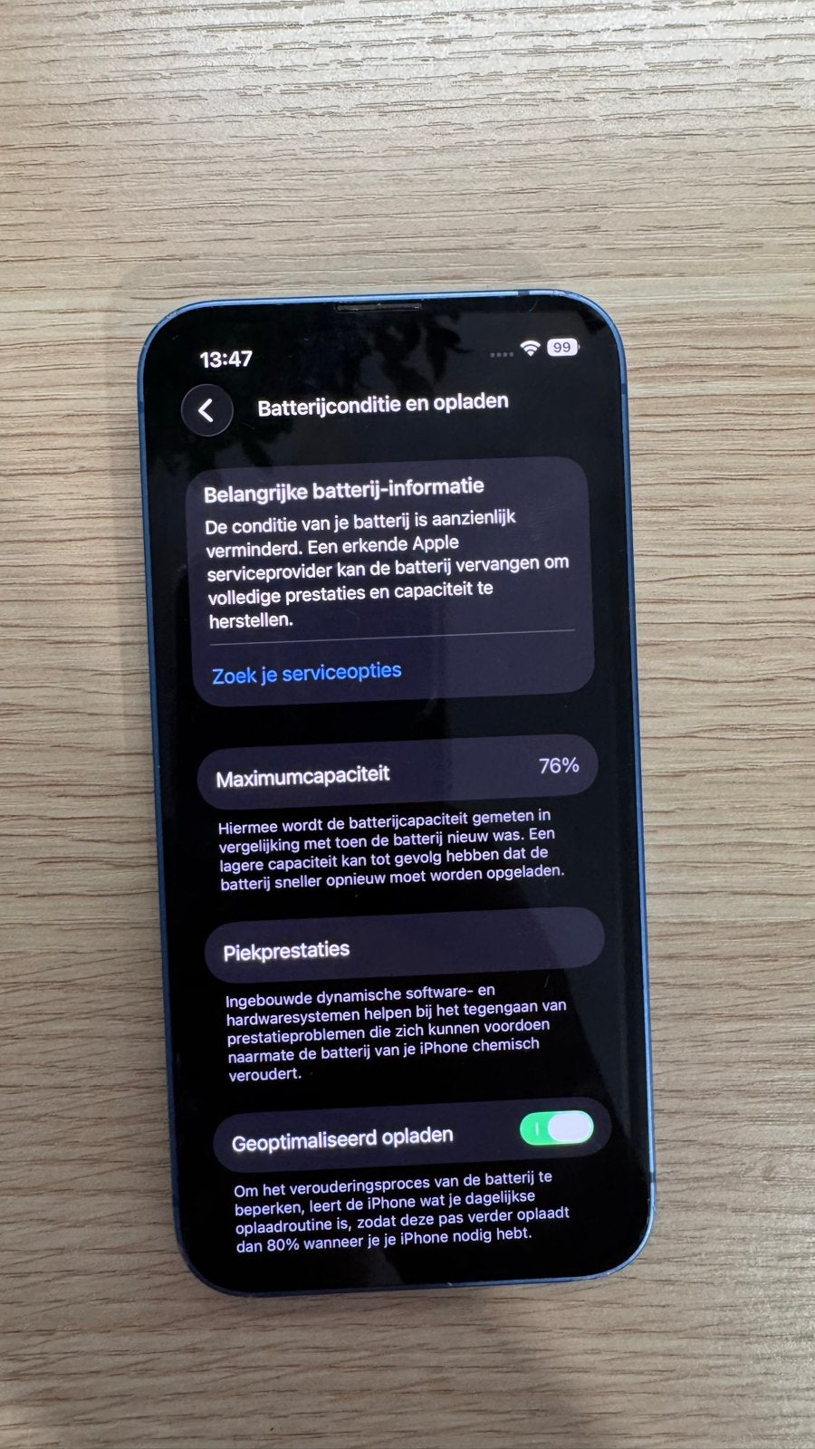 iPhone 13 mini 128GB Blauw - Simlockvrij, Batterij 76%, Blauw, IPhone 13, Ophalen of Verzenden, Zonder simlock