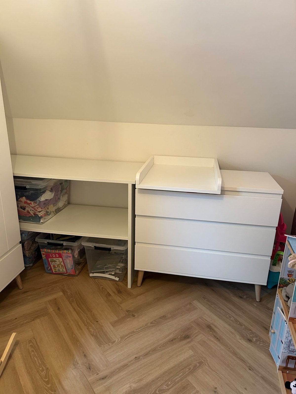 Witte commode met commodevergroter en kast, Ophalen, Gebruikt, 50 tot 70 cm, 100 cm of meer