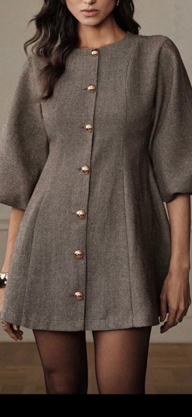 Chic Tweed A-Lijn Jurk met Gouden Knopen, Kleding | Dames, Ophalen of Verzenden, Zo goed als nieuw