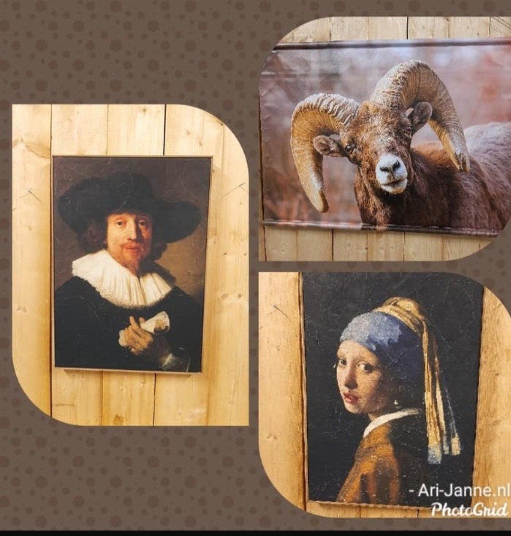 NIEUW! Landelijke wanddoeken, lijst, perkament, schilderij, Meerkleurig, Textiel, Nieuw, Ophalen of Verzenden