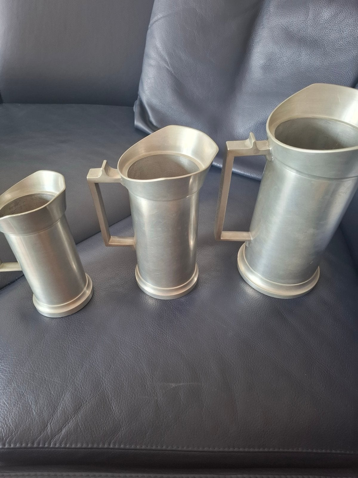 Set van 3 Vintage Tinnegieters Maatbekers (1976-1978), Antiek en Kunst, Antiek | Tin, Ophalen of Verzenden