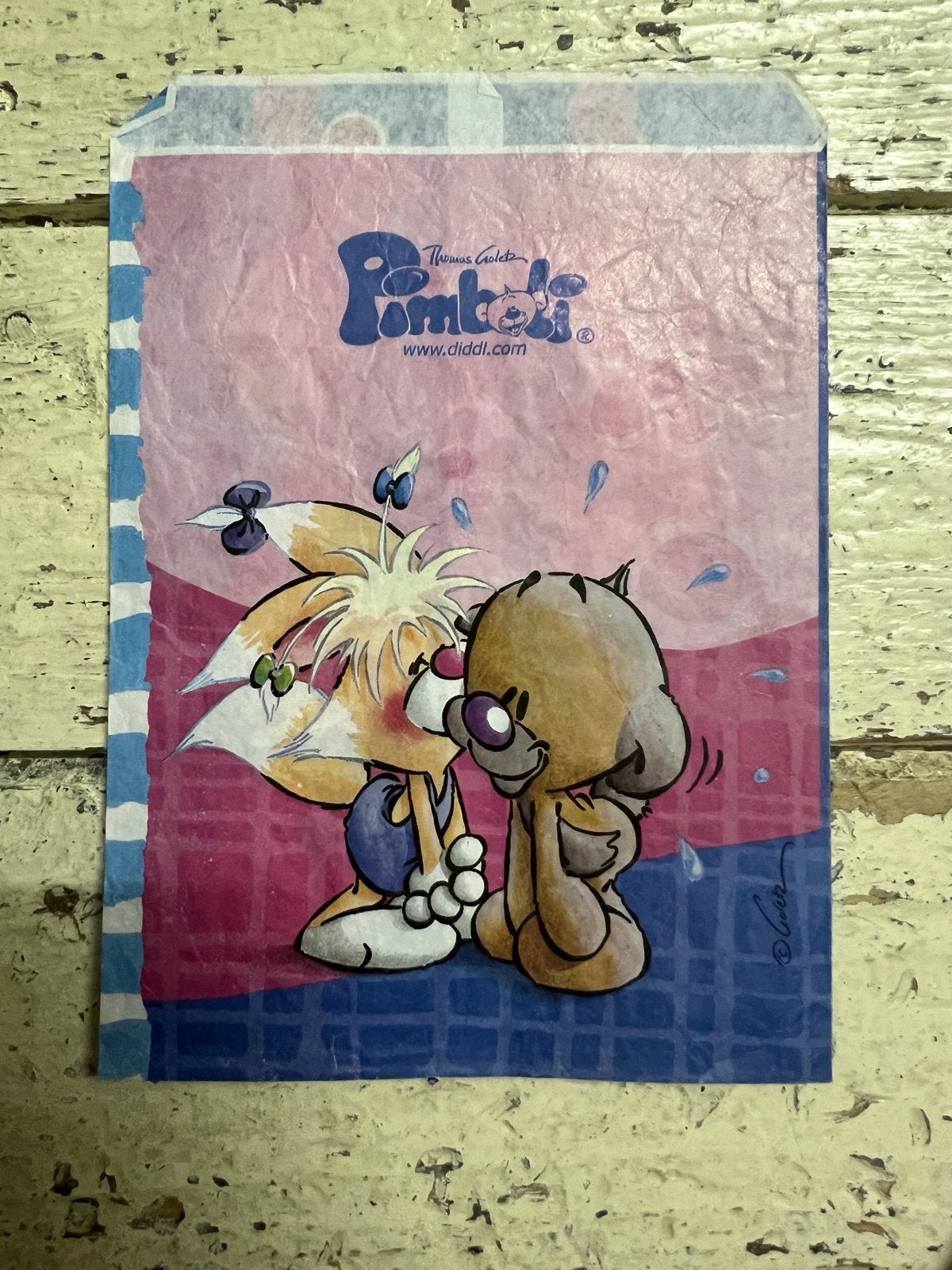 Mimihopps en Pimboli papieren zakje, Ophalen of Verzenden, Verschillende figuren, Gebruikt, Papier, Kaart of Schrift