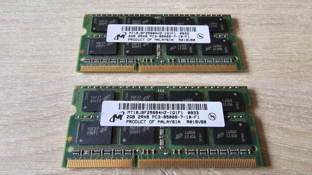 M 2x2gb DDR3 8500S 1066 Mhz dual channel geheugen, Computers en Software, RAM geheugen, Gebruikt, DDR3, Ophalen of Verzenden, Laptop