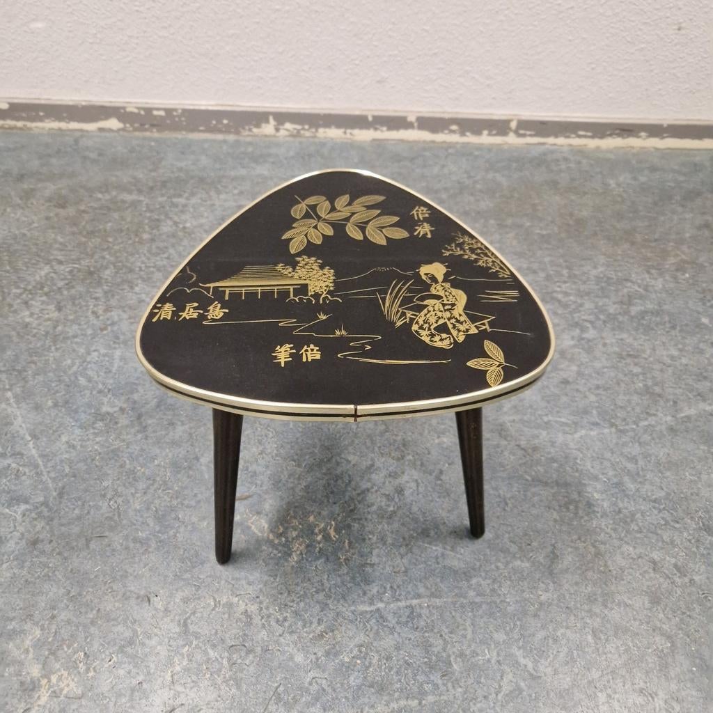 50's vintage plantentafel driehoek tafeltje japans thema, Ophalen of Verzenden, Huis en Inrichting