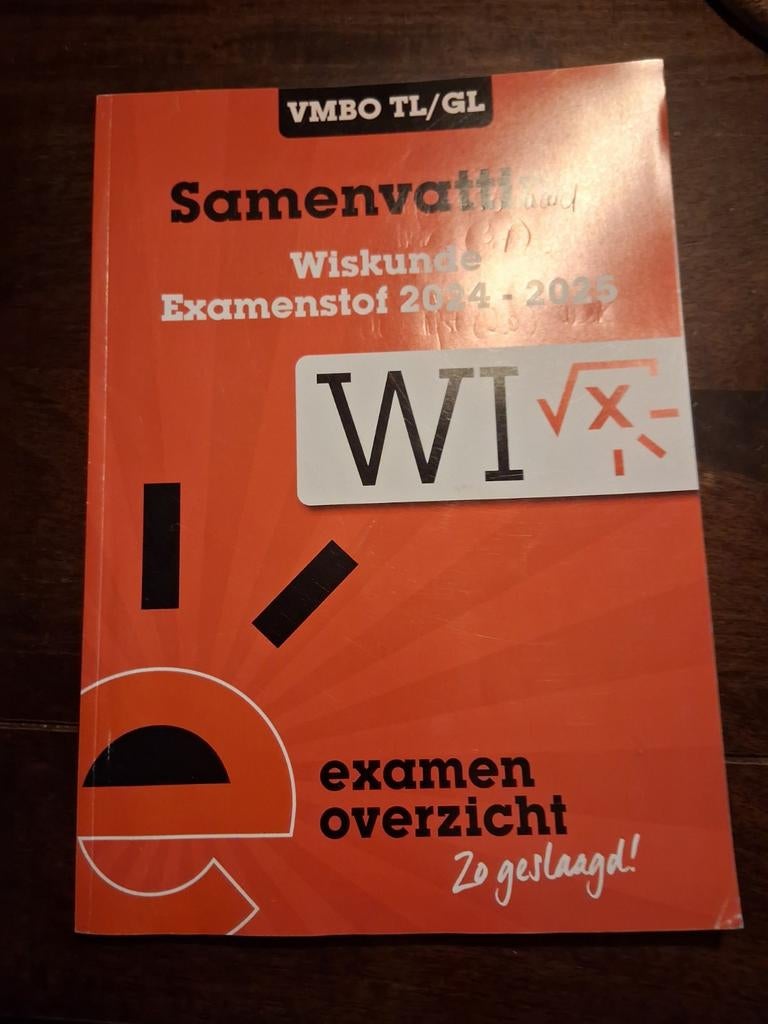 Samenvatting Wiskunde VMBO TL/GL Examenstof 2024-2025, Wiskunde A, Ophalen of Verzenden, Zo goed als nieuw, Onbekend