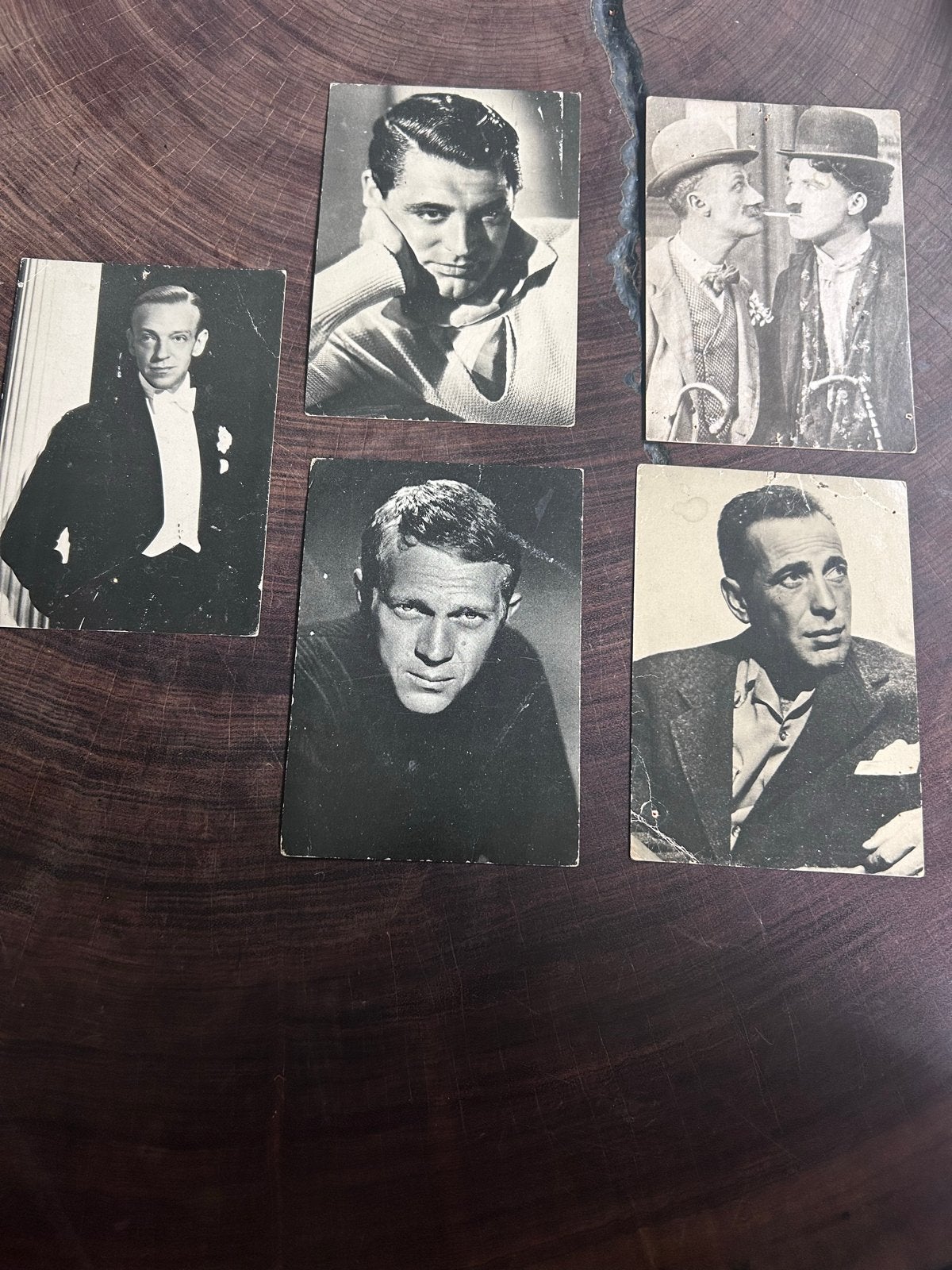 Vintage anzichtkaarten van beroemde acteurs - Set van 5, Ophalen of Verzenden, Gebruikt, Foto of Kaart