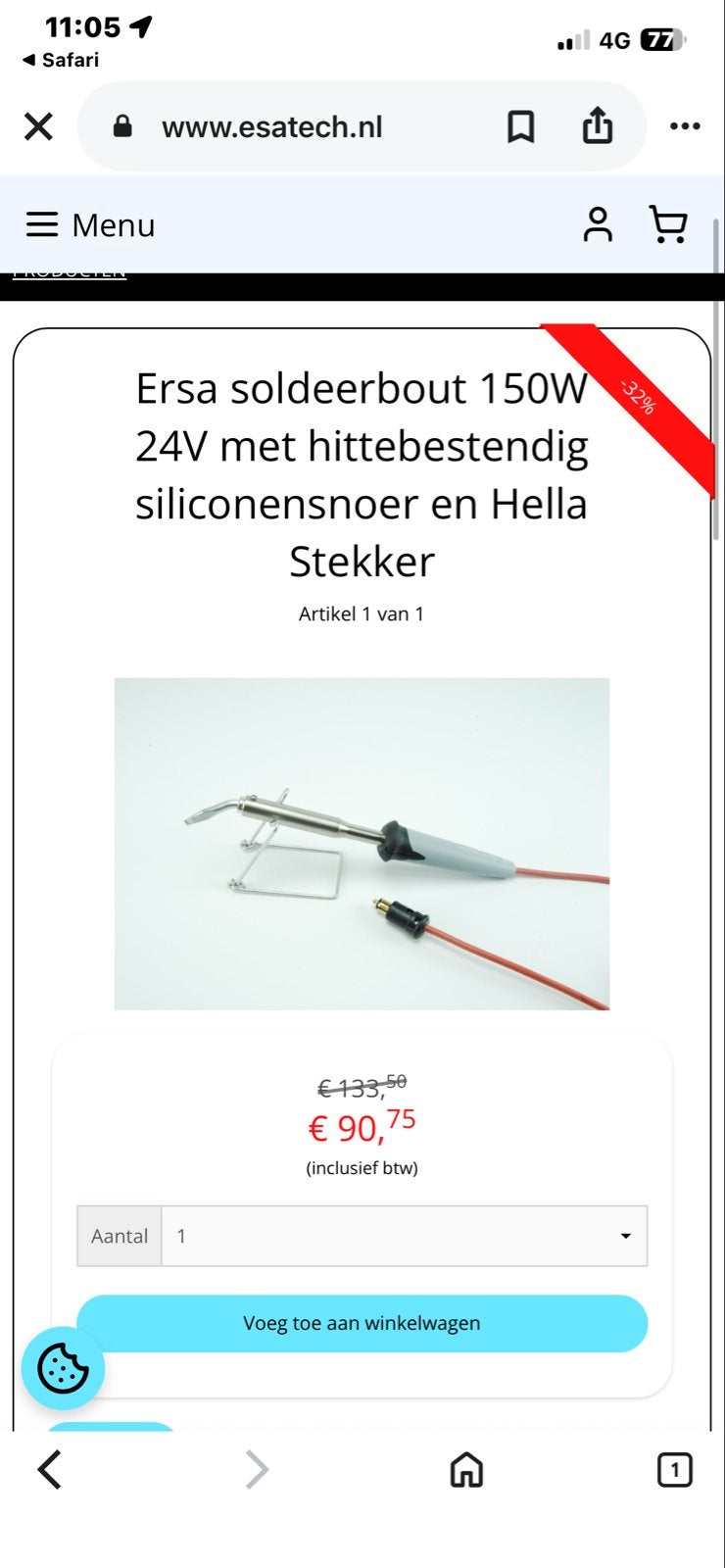 Ersa soldeerbout 150W 24V met hittebestendig snoer, Ophalen, Nieuw, Overige typen, Overige merken