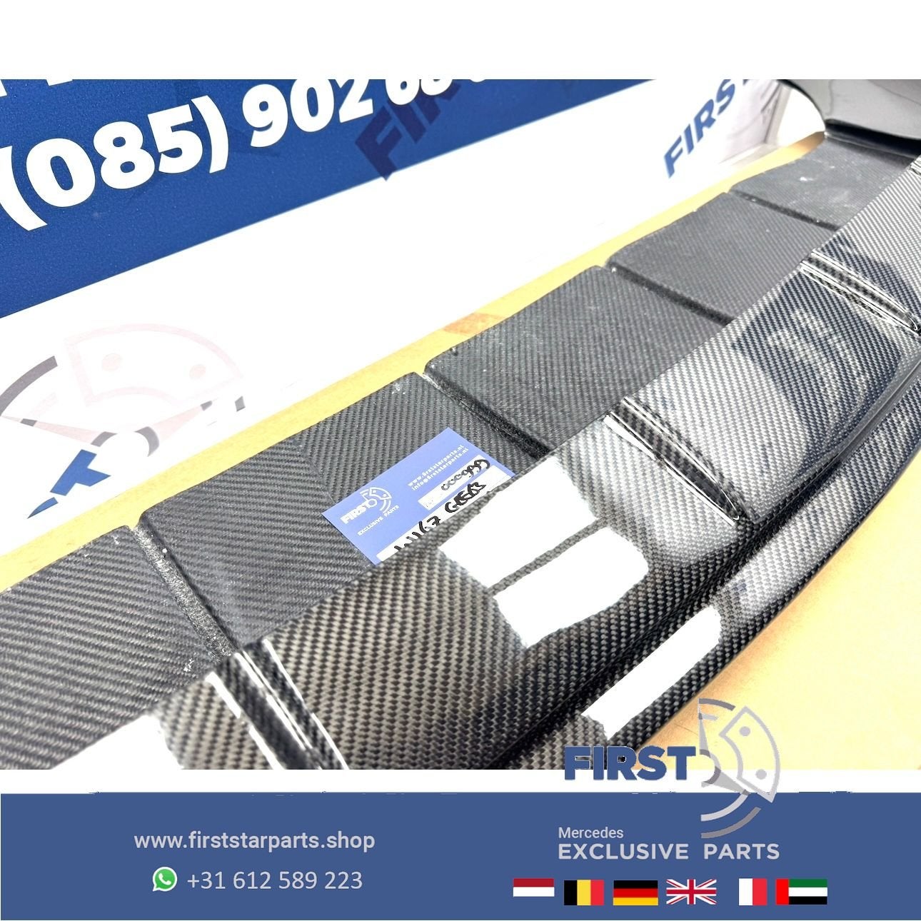 W167 GLE63 AMG CARBON FRONT BUMPER SPOILER GLE63 AMG V167 C1, Gebruikt, Voor, Ophalen of Verzenden, -