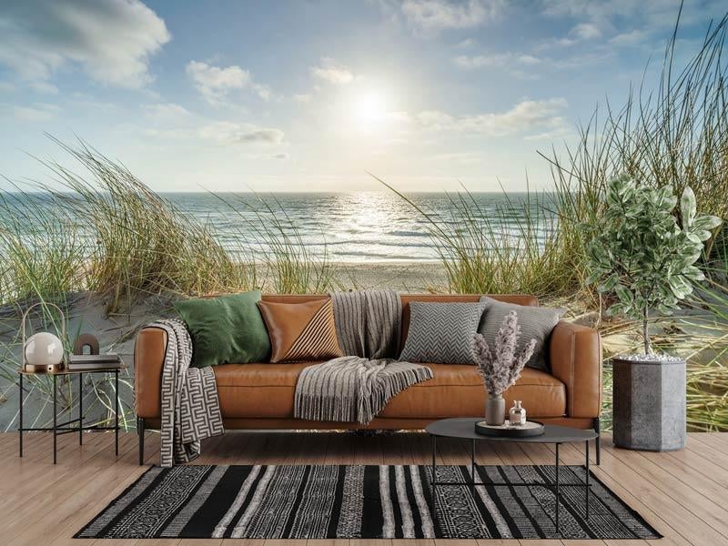 Fotobehang / Behang - Natuur - Strand met Duinen en Zee, Huis en Inrichting, Stoffering | Behang, Verzenden, Minder dan 10 m²