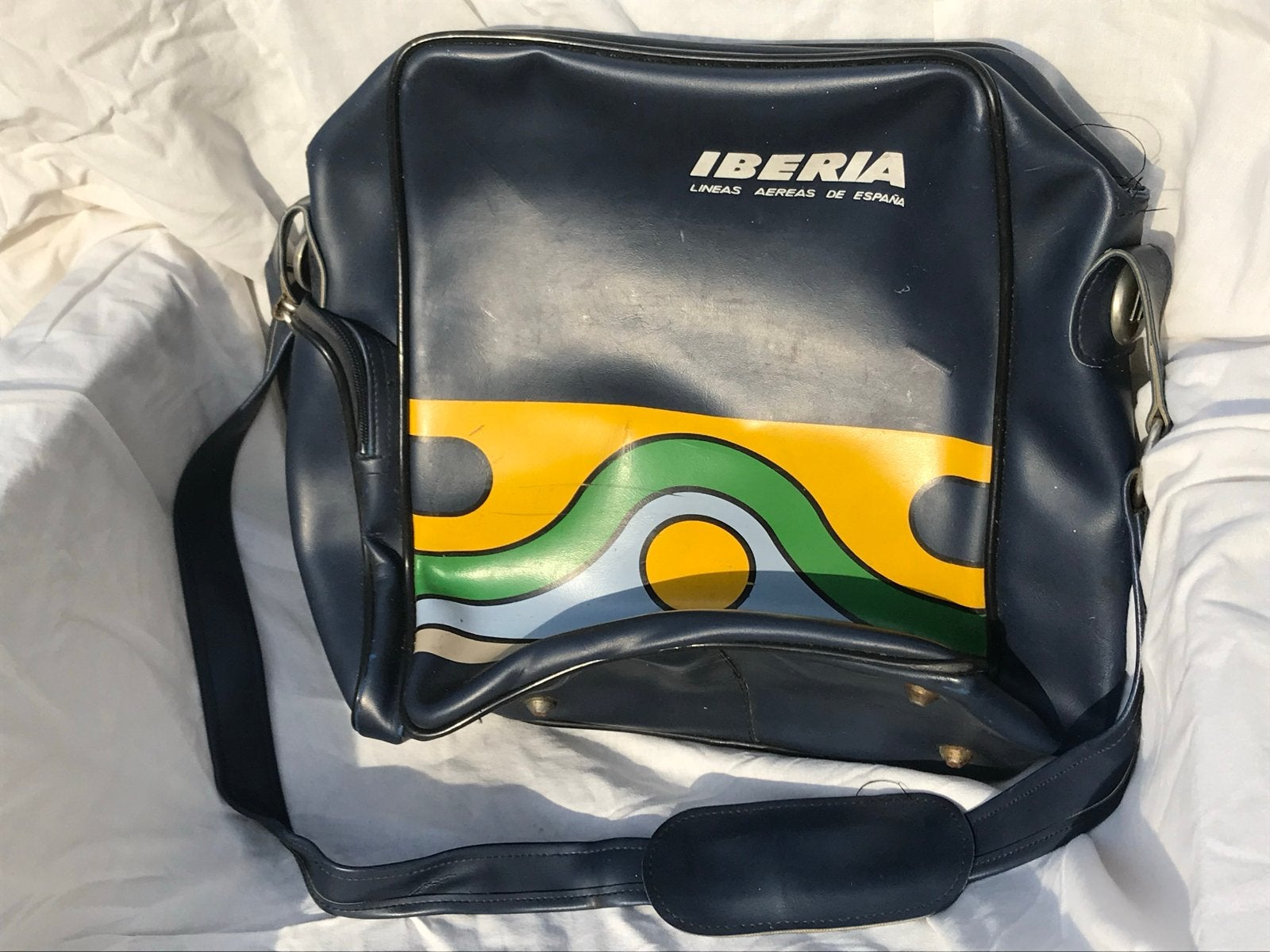 Vintage originele Iberia Air Lines Schoudertas - Blauw, Ophalen of Verzenden, Gebruikt, Blauw, Schoudertasje