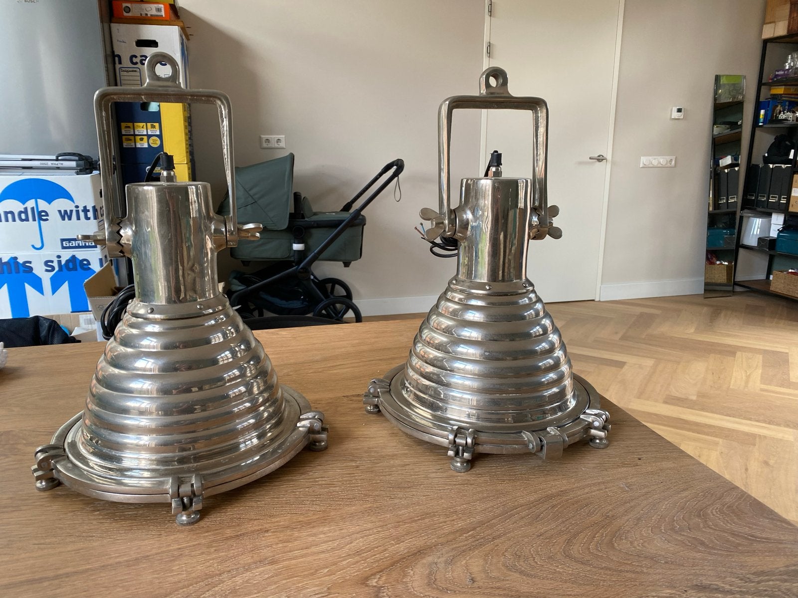 Set van 2 Eichholtz La Marina Hanglampen, Ophalen, Gebruikt, Metaal, E27 (groot)