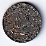 25  cent  1957  East Carribian Territoris. km. 6 ( 0,50 ), Ophalen of Verzenden, Noord-Amerika, Losse munt